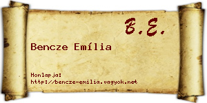 Bencze Emília névjegykártya